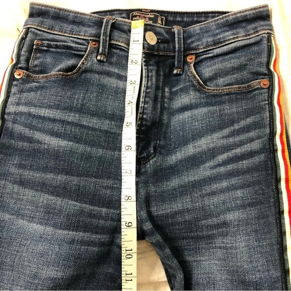 Abercrombie & Fitch Simone High Rise Ankle Jeans Multicolor Stripe Women’s 24 0 - Picture 7 of 9
